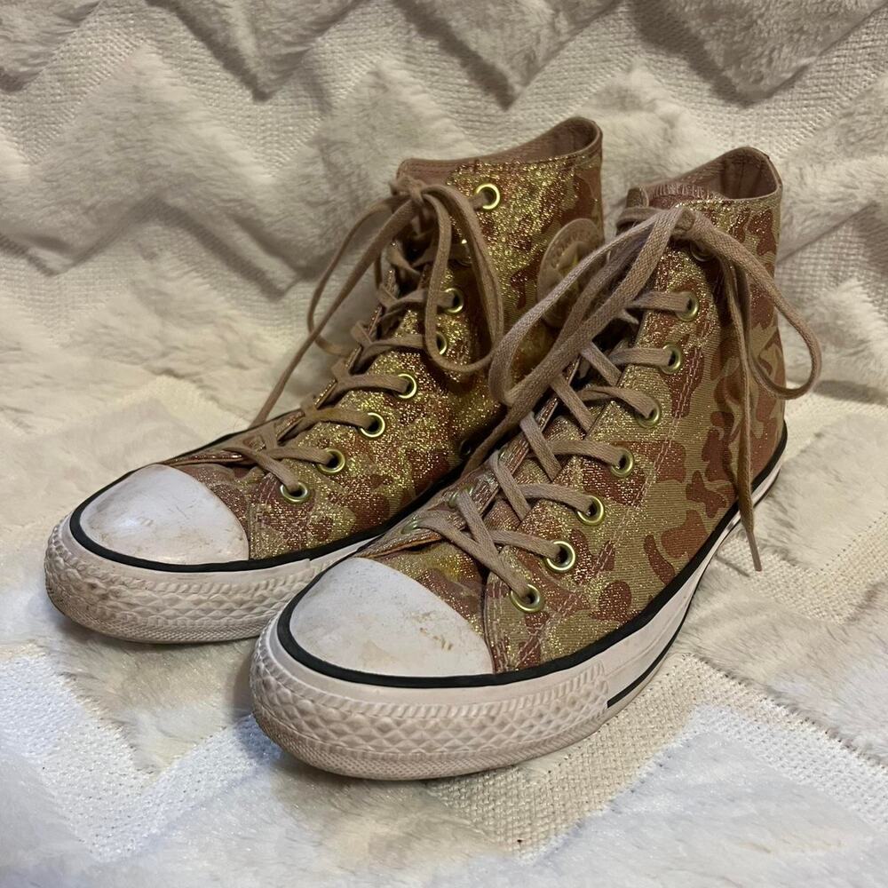 Tan and gold camo Converse